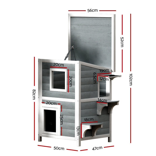 i.Pet Cat House Outdoor Shelter 56cm x 52cm x 82cm Rabbit Hutch Wooden Condo Small Dog Pet Enclosure Pet Care > Coops & Hutches > Small Animal Habitats & Cages Woofy and Whiskers