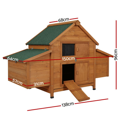 i.Pet Chicken Coop Rabbit Hutch 150cm x 68cm x 96cm Large House Run Cage Wooden Outdoor Pet Enclosure Pet Care > Coops & Hutches > Small Animal Habitats & Cages Woofy and Whiskers