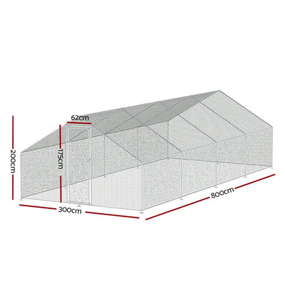 i.Pet Chicken Coop Cage 3x8x2m Galvanised Steel Pet Care > Coops & Hutches > Coop & Hutch Accessories ipet