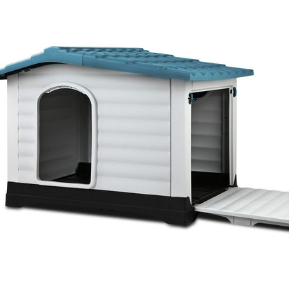 i.Pet Dog Kennel House Extra Large Outdoor Plastic Puppy Pet Cabin Shelter XL Blue Pet Care > Dog Supplies > Dog Kennels Ipet