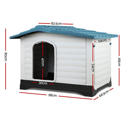 i.Pet Dog Kennel House Extra Large Outdoor Plastic Puppy Pet Cabin Shelter XL Blue Pet Care > Dog Supplies > Dog Kennels Ipet