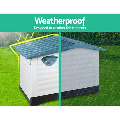 i.Pet Dog Kennel House Extra Large Outdoor Plastic Puppy Pet Cabin Shelter XL Blue Pet Care > Dog Supplies > Dog Kennels Ipet