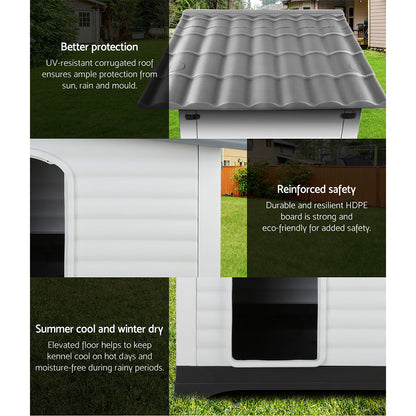 i.Pet Dog Kennel House Extra Large Outdoor Plastic Puppy Pet Cabin Shelter XL Grey Pet Care > Dog Supplies > Dog Kennels Woofy and Whiskers