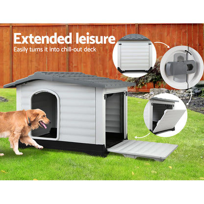 i.Pet Dog Kennel House Extra Large Outdoor Plastic Puppy Pet Cabin Shelter XL Grey Pet Care > Dog Supplies > Dog Kennels Woofy and Whiskers