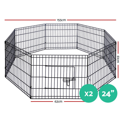 i.Pet 2x24" 8 Panel Dog Playpen Pet Fence Exercise Cage Enclosure Play Pen Pet Care > Dog Supplies > Dog Playpens & Gates ipet