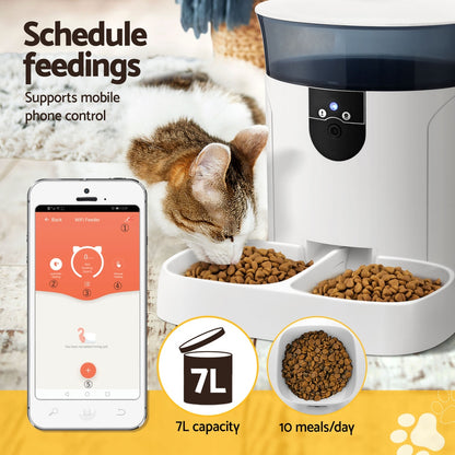 i.Pet Automatic Pet Feeder Dog Cat Camera Wifi Smart Food Dispenser Timer 7L APP Pet Care > Dog Supplies > Dog Bowls, Feeders & Waterers ipet