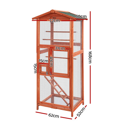 i.Pet Bird Cage 72cm x 60cm x 168cm Pet Cages Large Aviary Parrot Carrier Travel Canary Wooden XL Pet Care > Bird > Bird Cages & Stands ipet