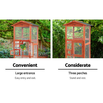 i.Pet Bird Cage 72cm x 60cm x 168cm Pet Cages Large Aviary Parrot Carrier Travel Canary Wooden XL Pet Care > Bird > Bird Cages & Stands ipet