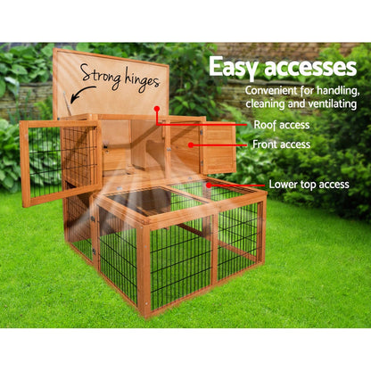 i.Pet Chicken Coop 96cm x 96cm x 100cm Rabbit Hutch Large Run Wooden Cage Outdoor House Pet Care > Coops & Hutches > Small Animal Habitats & Cages Woofy and Whiskers