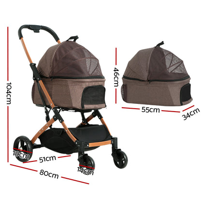 i.Pet Pet Stroller Dog Pram Large Cat Carrier Travel Foldable 4 Wheels Pushchair Double Pet Care > Cat Supplies > Cat Carriers & Crates Woofy and Whiskers
