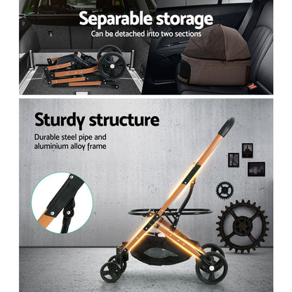 i.Pet Pet Stroller Dog Pram Large Cat Carrier Travel Foldable 4 Wheels Pushchair Double Pet Care > Cat Supplies > Cat Carriers & Crates Woofy and Whiskers