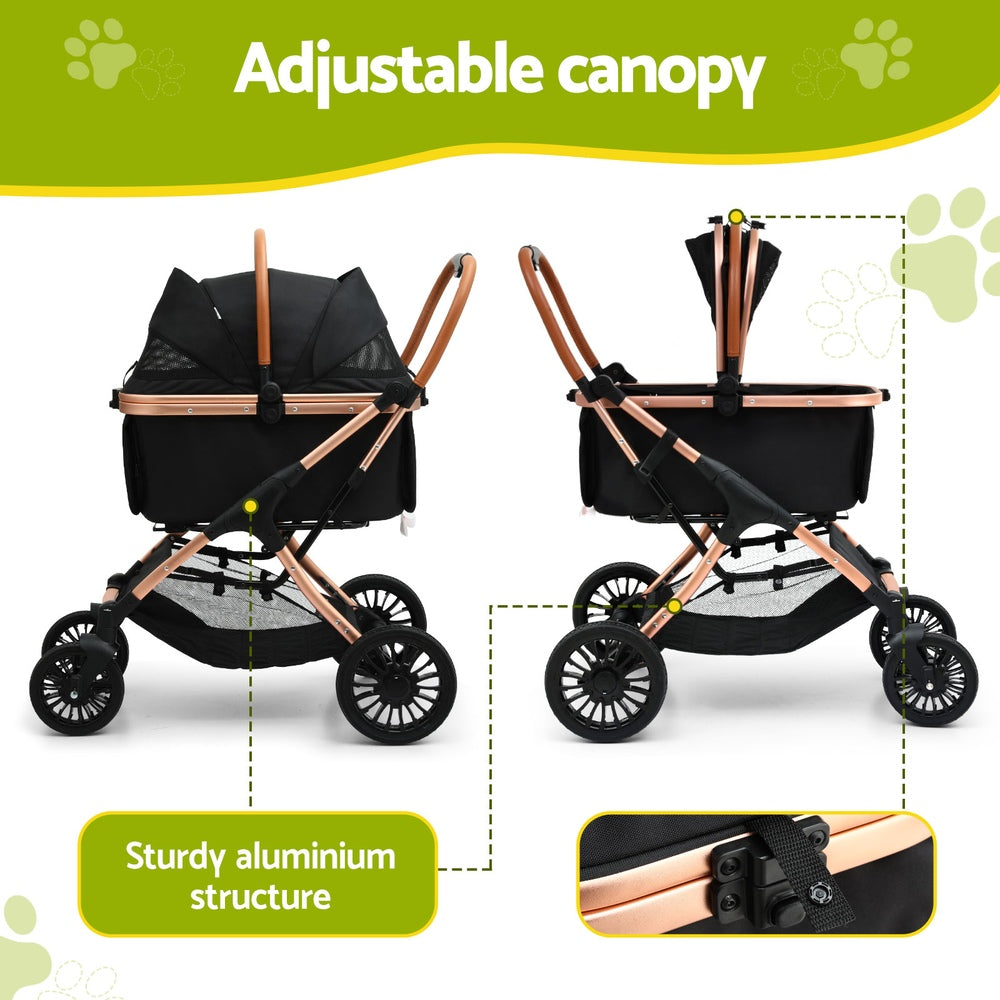i.Pet Pet Dog Stroller Pram Large Cat Carrier Travel Pushchair Foldable 4 Wheels Pet Care > Dog Supplies > Dog Carriers & Crates Woofy and Whiskers