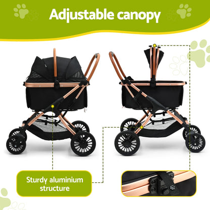 i.Pet Pet Dog Stroller Pram Large Cat Carrier Travel Pushchair Foldable 4 Wheels Pet Care > Dog Supplies > Dog Carriers & Crates Woofy and Whiskers