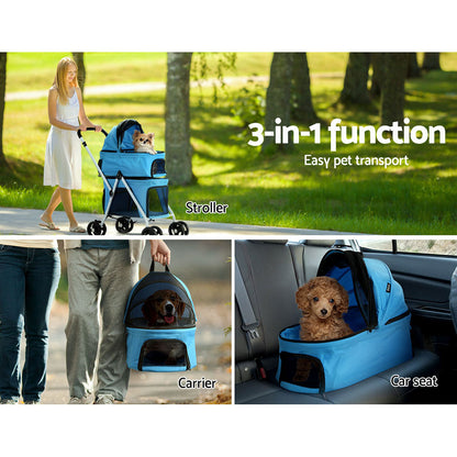 i.Pet Pet Stroller Dog Pram Large Cat Carrier Travel Foldable 4 Wheels Double Pet Care > Cat Supplies > Cat Carriers & Crates ipet