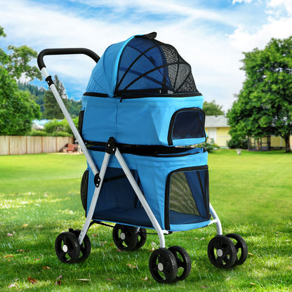 i.Pet Pet Stroller Dog Pram Large Cat Carrier Travel Foldable 4 Wheels Double Pet Care > Cat Supplies > Cat Carriers & Crates ipet
