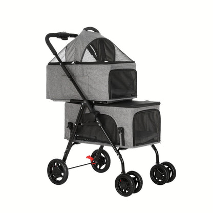i.Pet Pet Stroller 2-tier Dog Pram Large Cat Carrier Travel Pushchair Foldable Pet Care > Cat Supplies > Cat Carriers & Crates Woofy and Whiskers