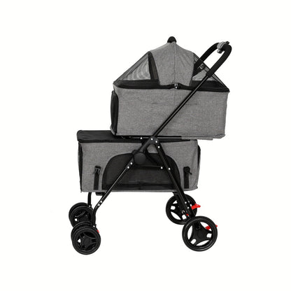 i.Pet Pet Stroller 2-tier Dog Pram Large Cat Carrier Travel Pushchair Foldable Pet Care > Cat Supplies > Cat Carriers & Crates Woofy and Whiskers