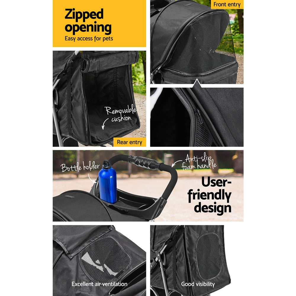i.Pet Pet Stroller Dog Pram Cat Carrier Large Travel Pushchair Foldable 3 Wheels Pet Care > Cat Supplies > Cat Carriers & Crates Woofy and Whiskers