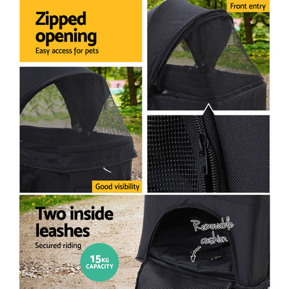 i.Pet Pet Stroller Dog Pram Cat Carrier Travel Large Pushchair Foldable 4 Wheels Black Pet Care > Cat Supplies > Cat Carriers & Crates ipet