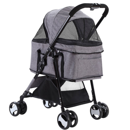 i.Pet Pet Stroller Dog Pram Cat Carrier Travel Large Pushchair Foldable 4 Wheels Grey Pet Care > Cat Supplies > Cat Carriers & Crates Woofy and Whiskers