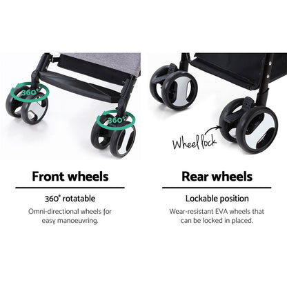 i.Pet Pet Stroller Dog Pram Cat Carrier Travel Large Pushchair Foldable 4 Wheels Grey Pet Care > Cat Supplies > Cat Carriers & Crates Woofy and Whiskers