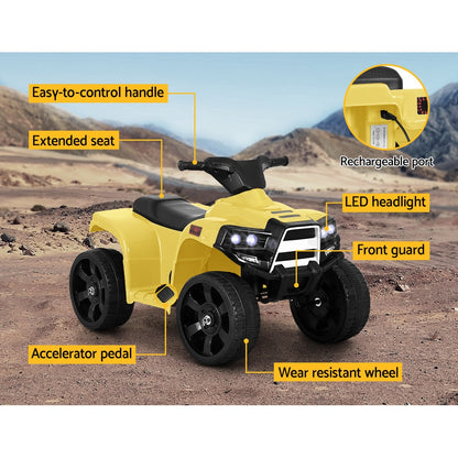 Rigo Kids Ride On ATV Quad Motorbike Car 4 Wheeler Electric Toys Battery Yellow Baby & Kids > Ride On Cars, Go-karts & Bikes > Ride On Cars Woofy and Whiskers