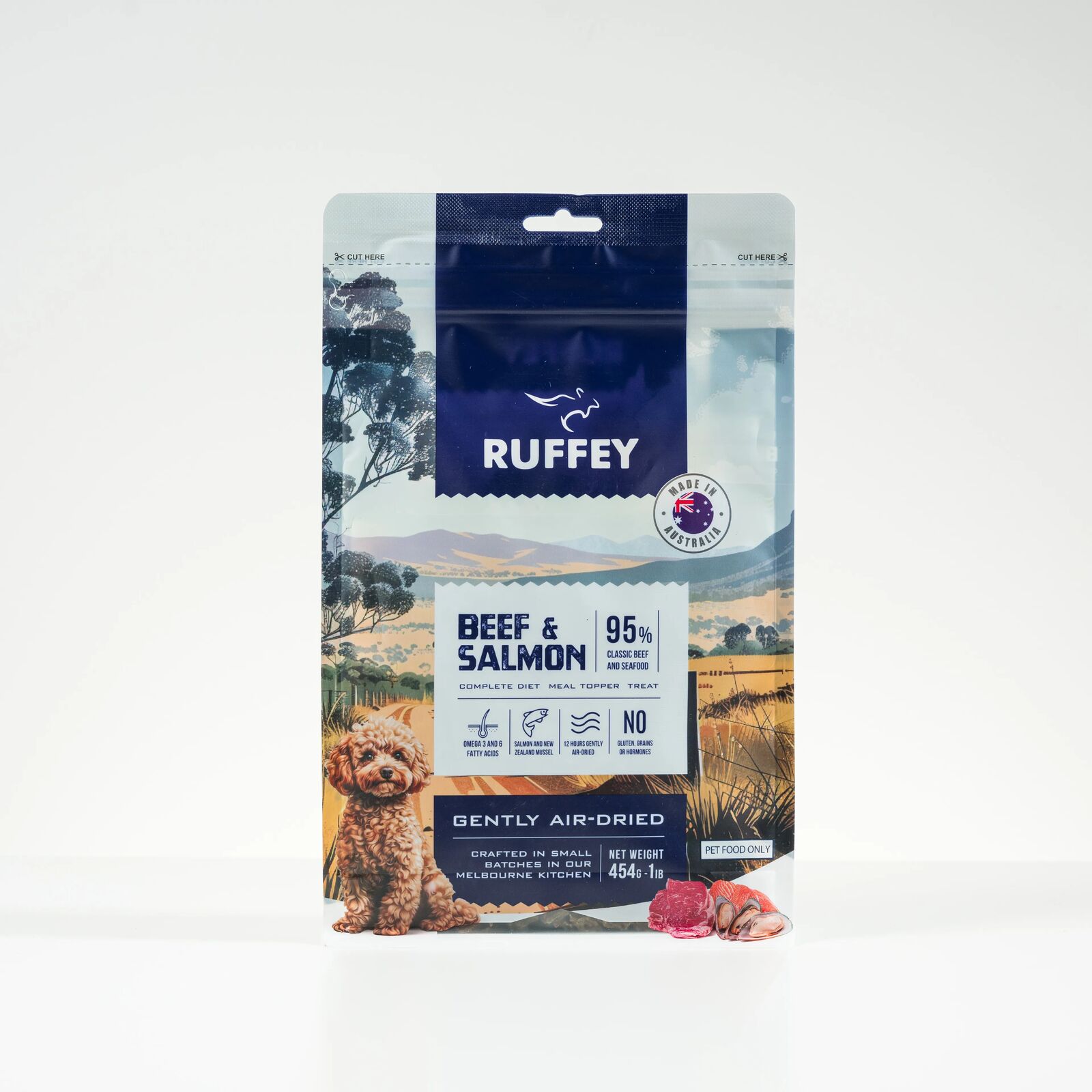 Ruffey Air-Dried Beef & Salmon 454G air dried dog food Ruffey Beef