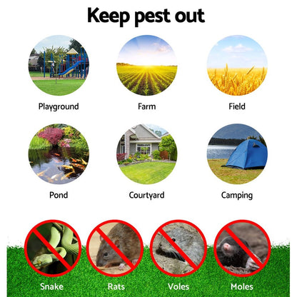 10X Solar LED Snake Repeller Multi Pulse Plus Ultrasonic Pest Rodent Repellent Pet Care > Pest Control > Household Insect Repellents Generic