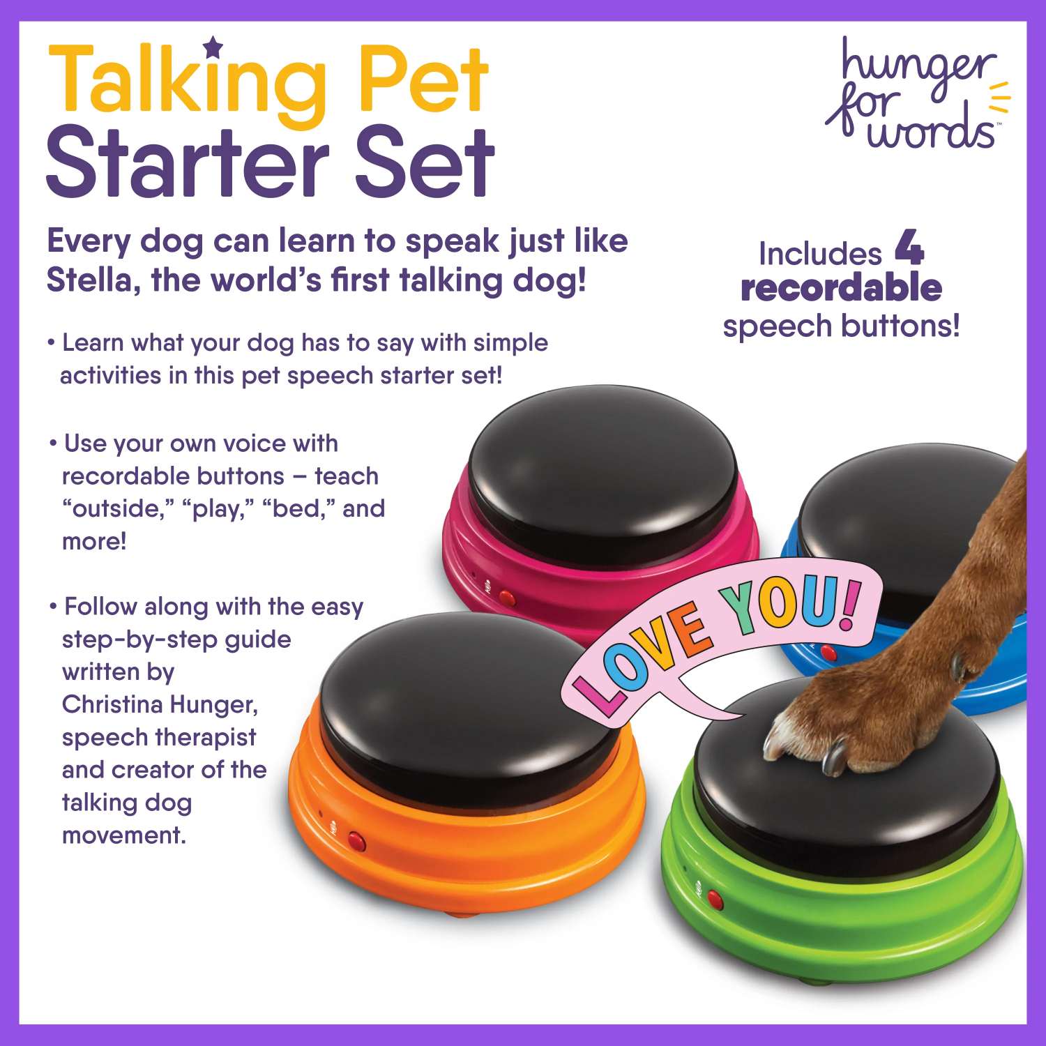 Hunger for words Talking pet starter kit woofy and whiskers