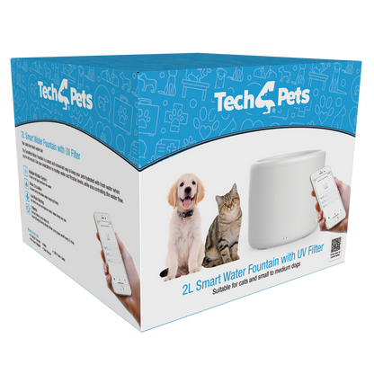Tech4Pets 2L Smart Water Fountain with UV Filter for Pets Pet Care > Dog Supplies > Dog Bowls, Feeders & Waterers Tech 4 Pets