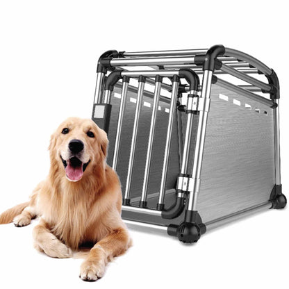 Aluminium Dog Travel Crate 56x65x77cm - Medium Pet Car Transport Cage Kennel Box Pet Care > Dog Supplies > Dog Carriers & Crates All for paws