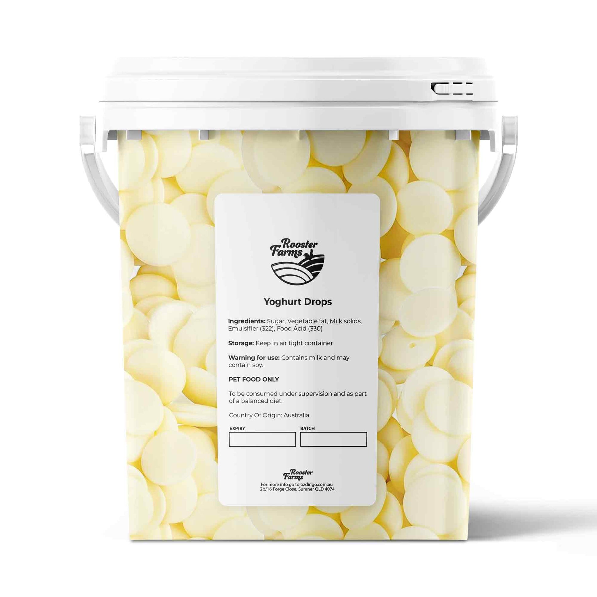 700g Dog Treat Yoghurt Drops - Natural Flavoured Australian Puppy Melts Bucket Pet Care > Pet Food > Dog Food Rooster Farm