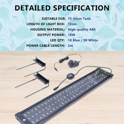 18W Aquarium Blue White LED Light for Tank 75-95cm Pet Care > Aquarium > Aquarium Lighting Dynamic Power