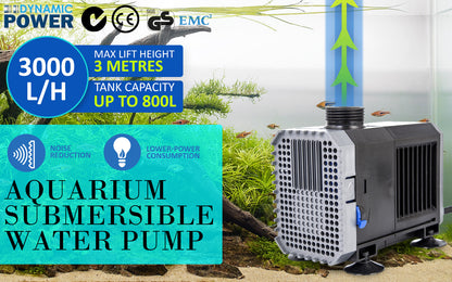 Aquarium Submersible Pond Water Pump 3000L/H 55W 3m Pet Care > Aquarium > Aquarium Filters & Pumps Dynamic Power