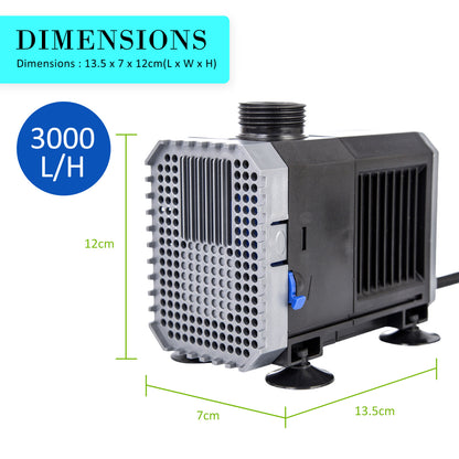 Aquarium Submersible Pond Water Pump 3000L/H 55W 3m Pet Care > Aquarium > Aquarium Filters & Pumps Dynamic Power