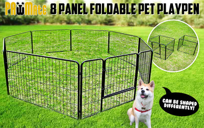Pet Playpen Heavy Duty Foldable Dog Cage 8 Panel 32in with Cover Pet Care > Dog Supplies > Dog Playpens & Gates Woofy and Whiskers