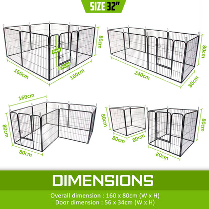 Pet Playpen Heavy Duty Foldable Dog Cage 8 Panel 32in with Cover Pet Care > Dog Supplies > Dog Playpens & Gates Woofy and Whiskers
