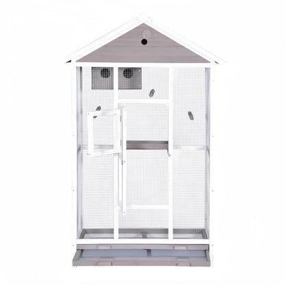 YES4PETS Wooden XXL Pet Cages Aviary Carrier Travel Canary Parrot Bird Cage Grey Pet Care > Bird > Bird Cages & Stands YES4PETS