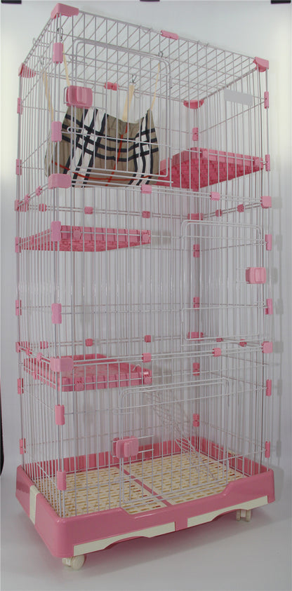 YES4PETS 179 cm Pink Pet 4 Level Cat Cage House With Litter Tray & Wheel 82x57x179 CM Pet Care > Coops & Hutches > Small Animal Habitats & Cages YES4PETS