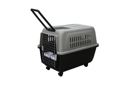 YES4PETS Large Plastic Kennels Pet Carrier Dog Cat Cage Crate With Handle and Wheel Black Pet Care > Dog Supplies > Dog Kennels YES4PETS