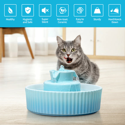 YES4PETS Blue Ceramic Electric Pet Water Fountain Dog Cat Water Feeder Bowl Dispenser Pet Care > Dog Supplies > Dog Bowls, Feeders & Waterers Woofy and Whiskers