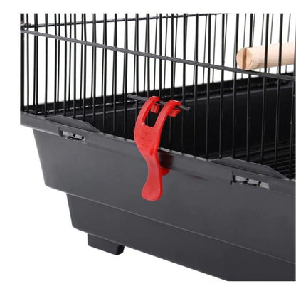 92cm Large Portable Wire Bird Cage Birdcage Parrot Cage Wooden Stand Pole Feeding Cup Black Pet Care > Bird > Bird Cages & Stands Woofy and Whiskers