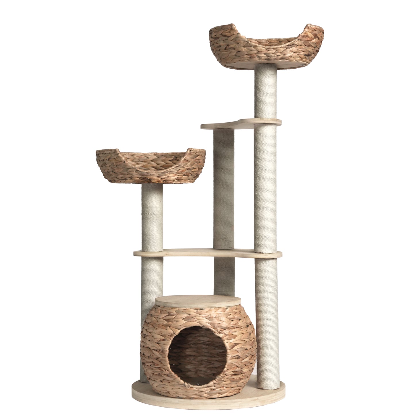 Whisker Wonderland Premium Eco Bamboo Cat Tree Large - Natural Bamboo Structure, Safe & Stable, Multi-Functional Cat Furniture, Climbing & Scratching Pet Care > Cat Supplies > Cat Furniture Whiskers wonderland