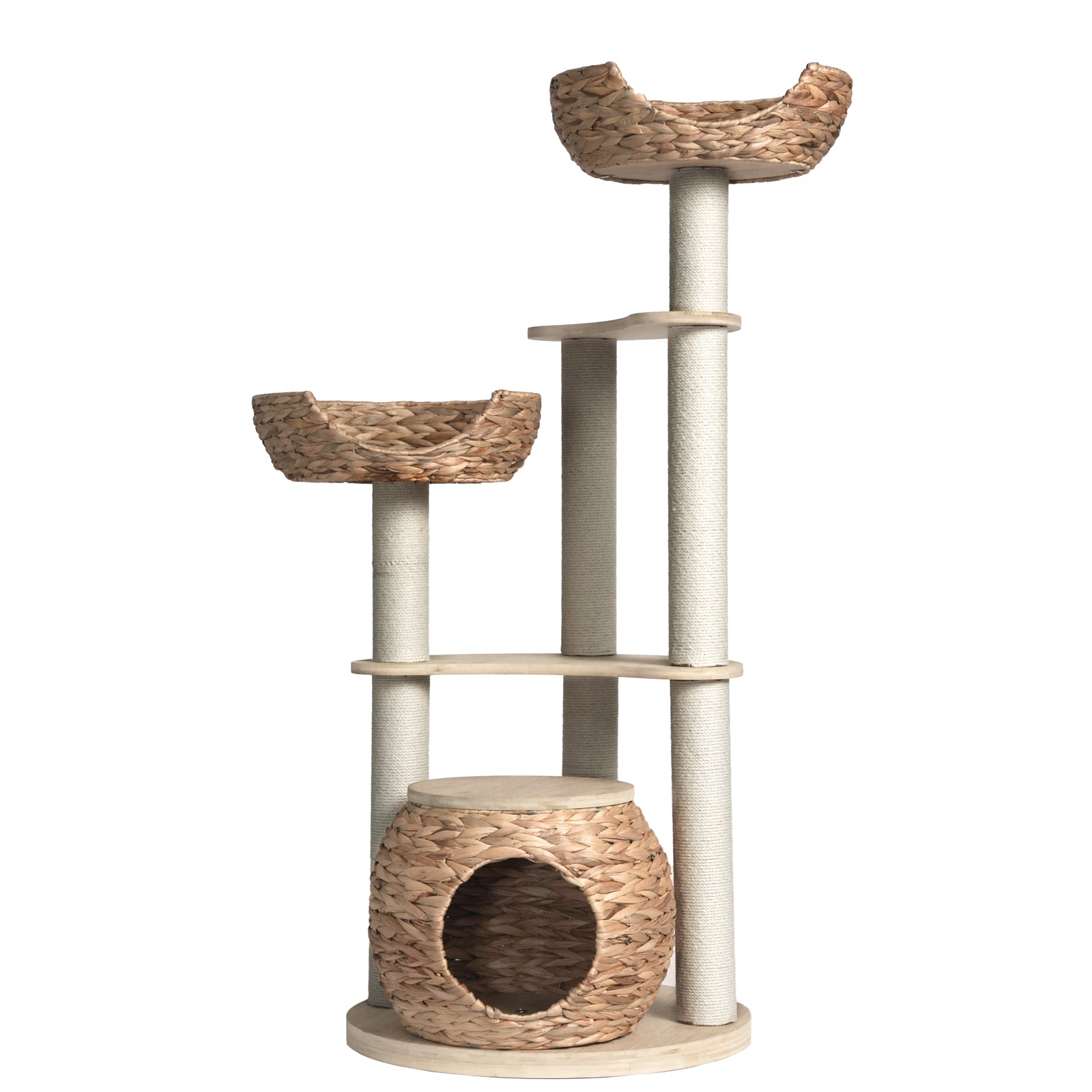 Whisker Wonderland Premium Eco Bamboo Cat Tree Large - Natural Bamboo Structure, Safe & Stable, Multi-Functional Cat Furniture, Climbing & Scratching Pet Care > Cat Supplies > Cat Furniture Whiskers wonderland
