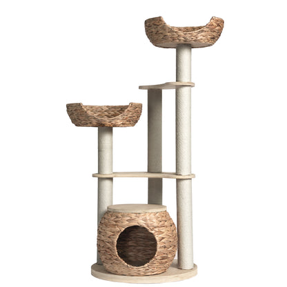 Whisker Wonderland Premium Eco Bamboo Cat Tree Large - Natural Bamboo Structure, Safe & Stable, Multi-Functional Cat Furniture, Climbing & Scratching Pet Care > Cat Supplies > Cat Furniture Whiskers wonderland