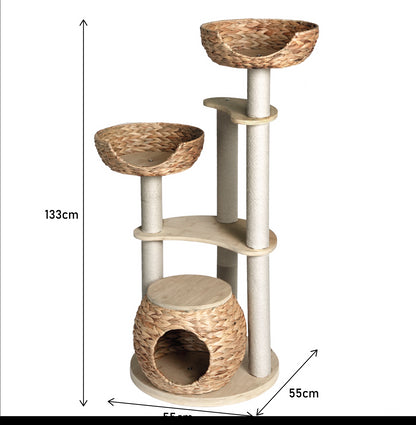 Whisker Wonderland Premium Eco Bamboo Cat Tree Large - Natural Bamboo Structure, Safe & Stable, Multi-Functional Cat Furniture, Climbing & Scratching Pet Care > Cat Supplies > Cat Furniture Whiskers wonderland