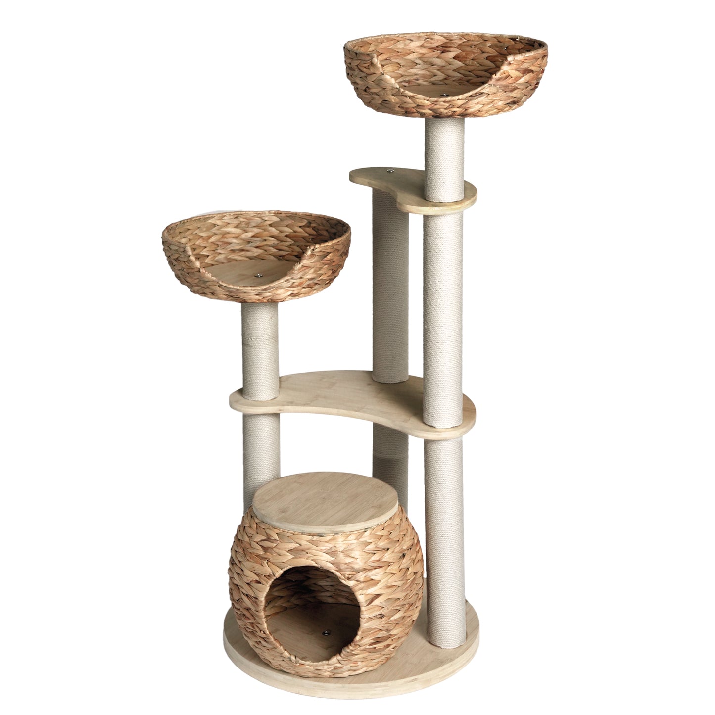 Whisker Wonderland Premium Eco Bamboo Cat Tree Large - Natural Bamboo Structure, Safe & Stable, Multi-Functional Cat Furniture, Climbing & Scratching Pet Care > Cat Supplies > Cat Furniture Whiskers wonderland