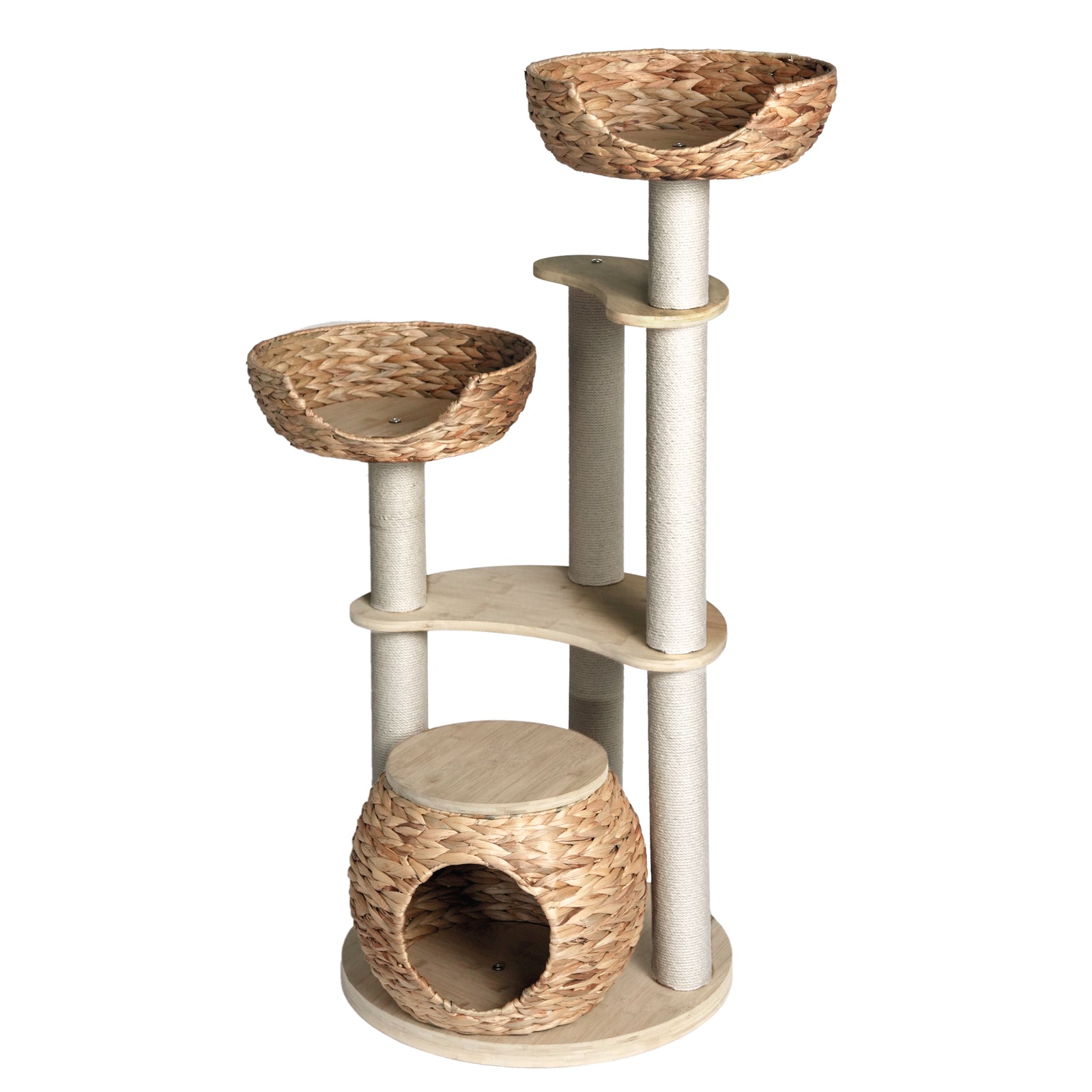 Whisker Wonderland Premium Eco Bamboo Cat Tree Large - Natural Bamboo Structure, Safe & Stable, Multi-Functional Cat Furniture, Climbing & Scratching Pet Care > Cat Supplies > Cat Furniture Whiskers wonderland