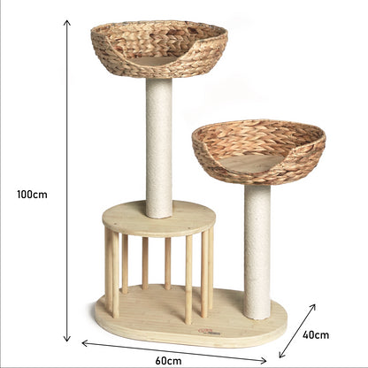 Whisker Wonderland Premium Eco Bamboo Cat Tree Medium - Natural Bamboo Structure, Safe & Stable, Multi-Functional Cat Furniture, Climbing & Scratching Pet Care > Cat Supplies > Cat Furniture Whiskers wonderland