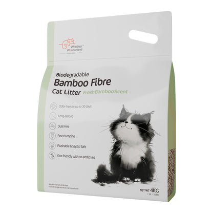 Whisker Wonderland Premium Biodegradable Bamboo Fibre Cat Litter 4KG - Fresh Bamboo Scent | Superior Odour Control, Fast Clumping & Flushable | Pet & Planet Friendly Pet Care > Cat Supplies > Cat Litter Whiskers wonderland